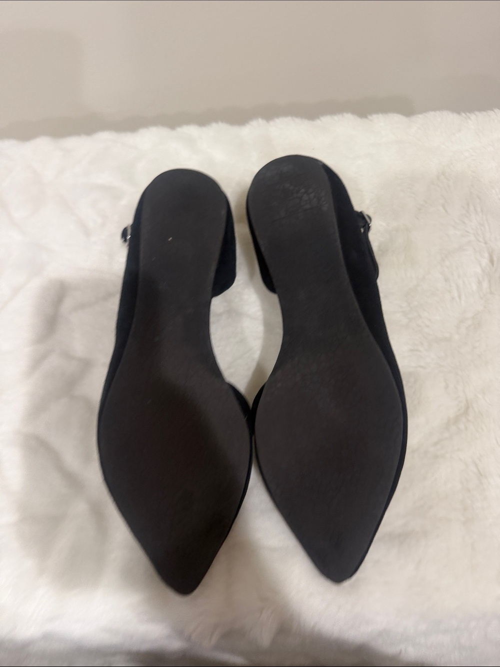Steve Madden Black Suede Pointed D'Orsay Flats with Ankle Strap - Picture 6 of 7